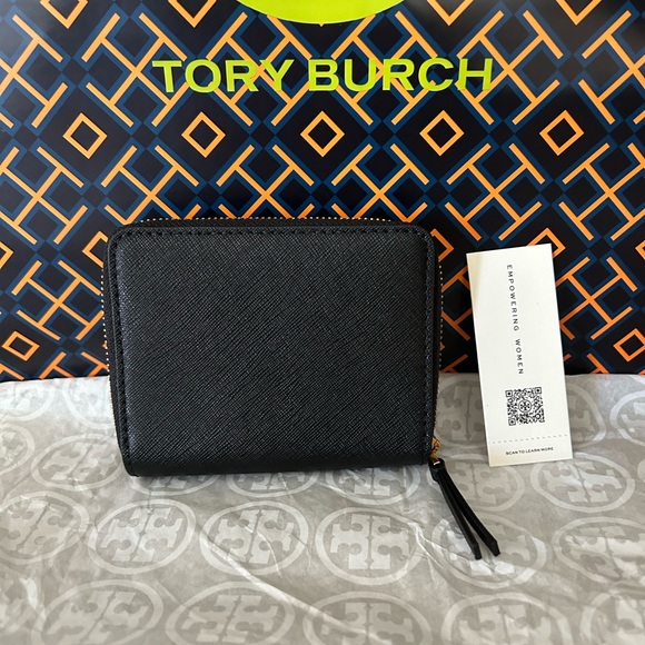 Tory Burch Emerson Mini Wallet Black Gold - Picture 9 of 9